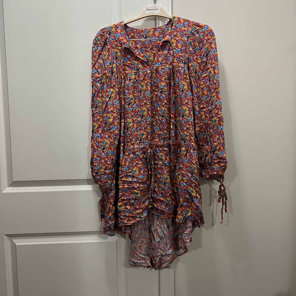Perseverance London Floral Drop Waist Lightweight Swing Mini Dress Medium $465